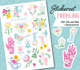 FREEBIE - Digitale Sticker - Frühling - zum Ausdrucken | Print & Cut