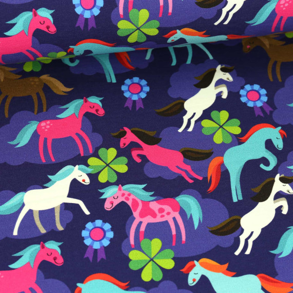 Bio-Sommersweat - French Terry - Life Is A Ponyfarm - Classics - Dunkelblau - Hamburger Liebe