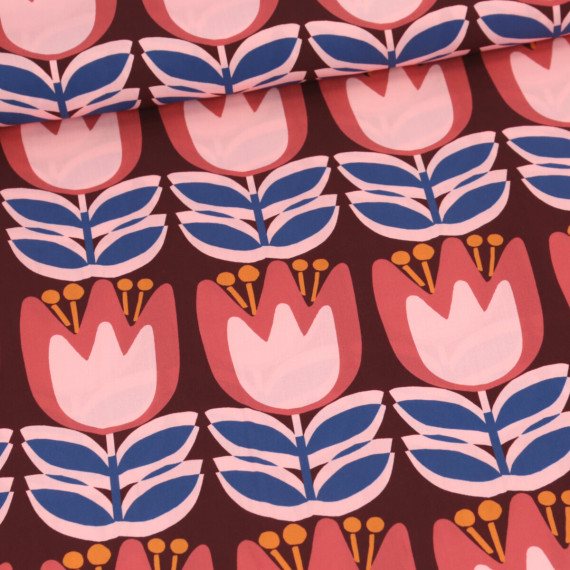 Lenzing Ecovero - Blusenstoff - Tulips - Bordeaux