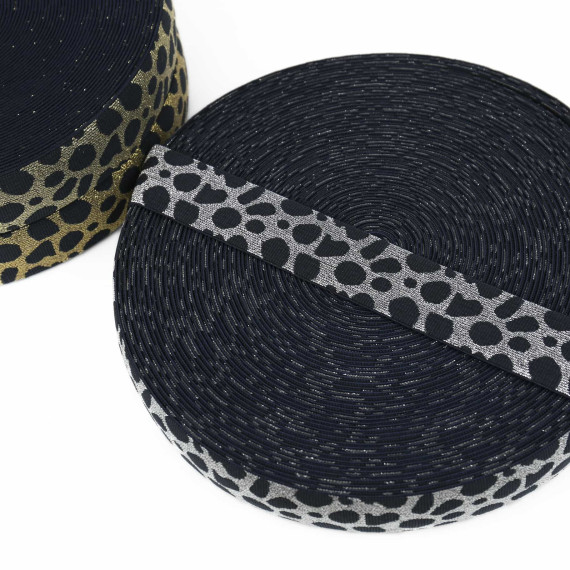 1m Gummiband - Elastisch - Leomuster - 40mm - Silber