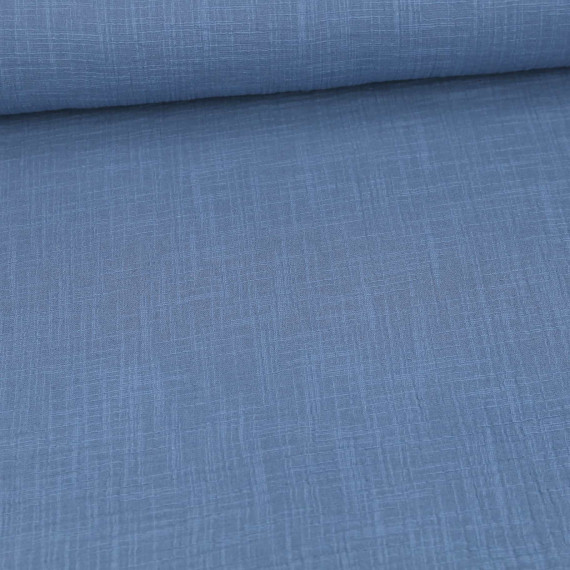 Musselin - Muslin - Double Gauze - Schnuffeltuch - Windeltuch - Uni - Slub-Garn - Taubenblau