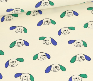 Leichter Bio Sommersweat - French Terry - JENNIFER BOURON - Funny Dogs - Creme/Blau