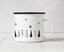 Emaille Becher - Skandinavische Weihnachten - Winterwald