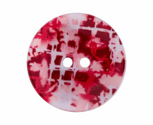 1 Polyesterknopf - Rund - Gittermuster - 23mm - 2-Loch - Rot