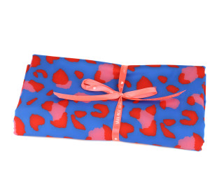 1,35m Zuschnitt - Badelycra - Leo Animal Print - Blau - Rosa/Rot - abby and me