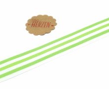 1 Meter Ripsband - Köperband - Streifen - 35mm - Hellgrün/Weiß