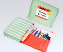 DIY-Nähset - Buch-Organizer - Hello, I'm Reading, Go Away - Hellgrün/Rotorange - Softshell - abby and amy