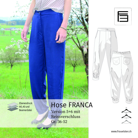 Schnittmuster Hose FRANCA Variante 5+6 (Gr.36-52)