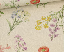 Canvas - feste Baumwolle - Leinenoptik - Aquarell Blumenwiese - Beige