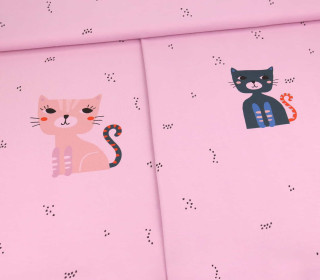 Sommersweat - Purrfect Cats - Paneel - Rosa - Bio Qualität - abby and me