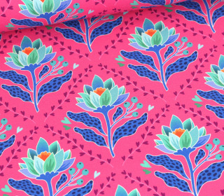 Bio-Sommersweat - French Terry - Lotus Royal - Queen Of Hearts - Pink - Hamburger Liebe