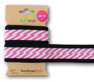 Streifenband - Stripe Me - Icon - 3 Stripes - Bling Bling - Glitzer - Multi - Hamburger Liebe - Schwarz/Pink/Warmweiß