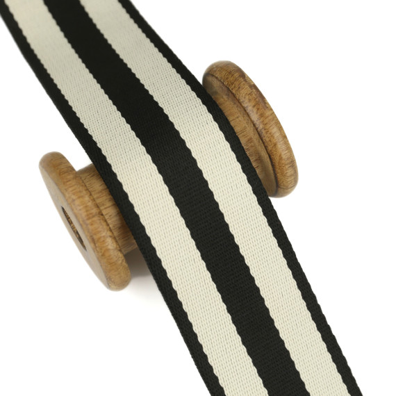1m Weiches Gurtband - Uni - 50mm - Warmweiße Streifen - Schwarz