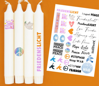 DIN A4 - Kerzen-Tattoofolie - Peace - für Kerzen / Keramik
