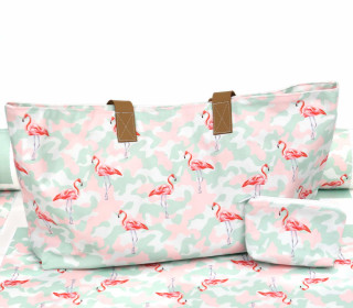 DIY-NÄHSET -  Shopper - Flamingo - Camouflage - Mint - abby and me