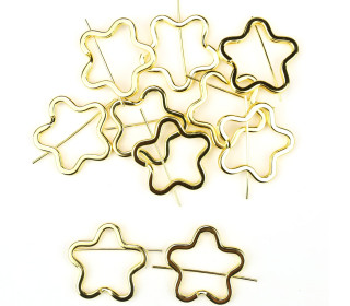 10 breite Schlüsselringe - Schlüsselanhänger - Blume - Gold