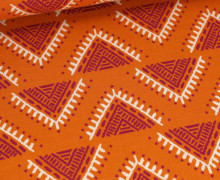 Bio-Jacquard - 3 Farb Spezial Jacquard Jersey - Camp Site - Western Fairy Tales - Altorange/Warmweiß - Hamburger Liebe