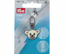 1 Zipper Anhänger - Bär - Fashion - Metall - Hochwertig - Prym - Casual - Creme/Altsilber