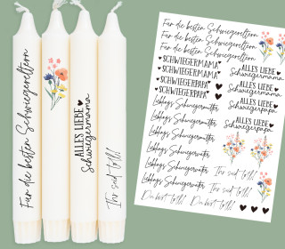 DIN A4 - Tattoofolie - Schwiegereltern - für Kerzen / Keramik - Muttertag/Vatertag