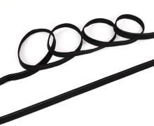 1 Meter elastisches Paspelband/Biesenband - Matt mit Glanzkante - Schwarz