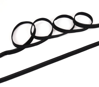 1 Meter elastisches Paspelband/Biesenband - Matt mit Glanzkante - Schwarz