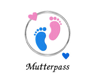 Stickdatei Kleine Füße Mutterpass - Rahmen ab 13 cm x 18 cm, embroidery, stick file, button, doodle, application, baby, mom, birth,pregnant