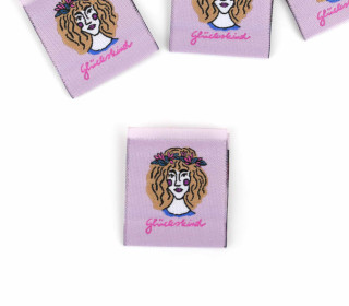 1 Label - Glückskind - Frauenkopf - Flieder - EMJO-DESIGN