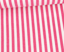 Jeans-Stoff - Mittlere Streifen - Gestreift - Nicht Elastisch - Weiß/Pink