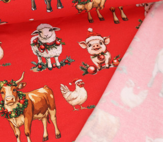 Leichter Kuschelsweat - Weihnachtstierfarm - Rot