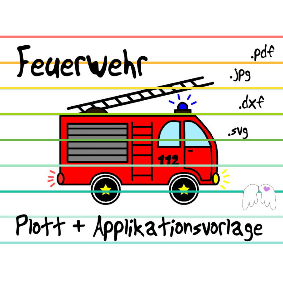 Engelinchen Plotterdatei + Applikationsvorlage Feuerwehr