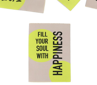 1 Super BIG Label - FILL YOUR SOUL WITH HAPPINESS - Anlukaa - Sand/Limettengelb