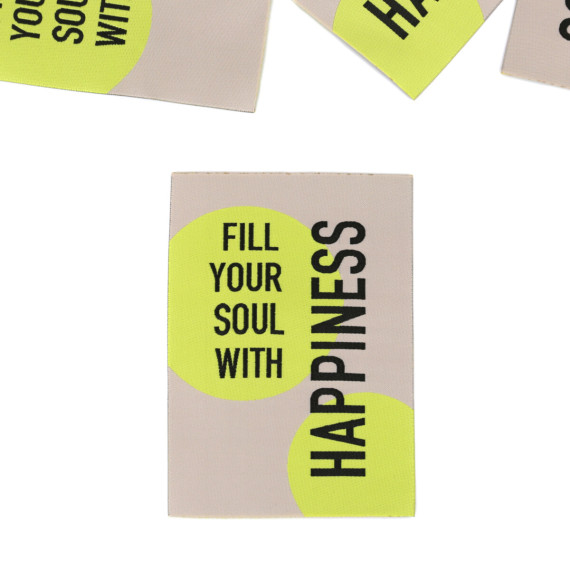 1 Super BIG Label - FILL YOUR SOUL WITH HAPPINESS - Anlukaa - Sand/Limettengelb