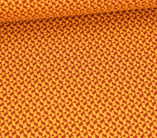 Bio-Elastic Minijacquard Jersey - 3D - Chips Knit - Glossy - Hamburger Liebe - Dunkelgelb/Rostorange