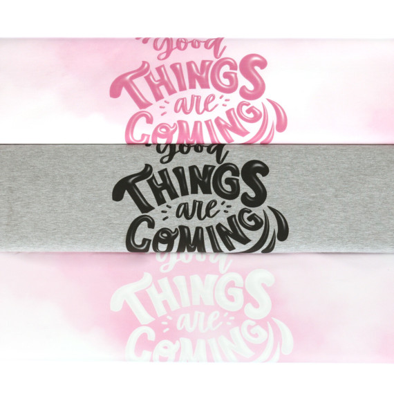 Sommersweat - Good Things Are Coming - Batik - Rosa - Pink - Paneel - Weiß - Bio Qualität - abby and me
