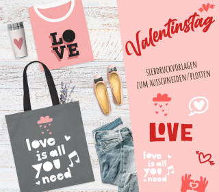 FREEBIE - Valentinstag - Love - Liebe - Siebdruck Vorlagen