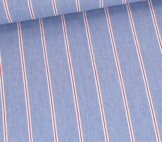 Jeans - Jeansstoff - Denim - Weiß-Rote Streifen - Hellblau