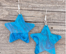 1 Paar Ohrringe - Acryl - Stern - Marmoriert - Glitzer - super leicht - Blau - Namensklang