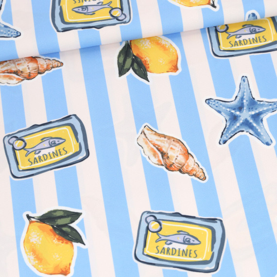 Outdoorstoff - Island Breeze - Blue Stripes - Offwhite - abby and amy
