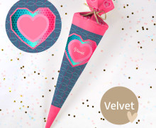 DIY-Nähset Schultüte - Herzliebe - Velvet - zum selber Nähen