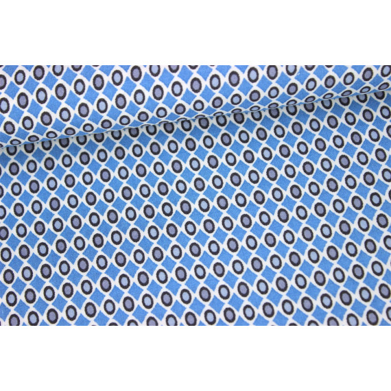 Javanaise - Blusenstoff - Punkte - Karos - Weiß/Blau