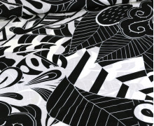 Viskose - Blusenstoff - Voile - Paneel - Großer Musterprint - Schwarz/Weiß