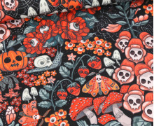 Outdoorstoff - Skull Flowers - Schwarz - Bienvenido Colorido - abby and amy