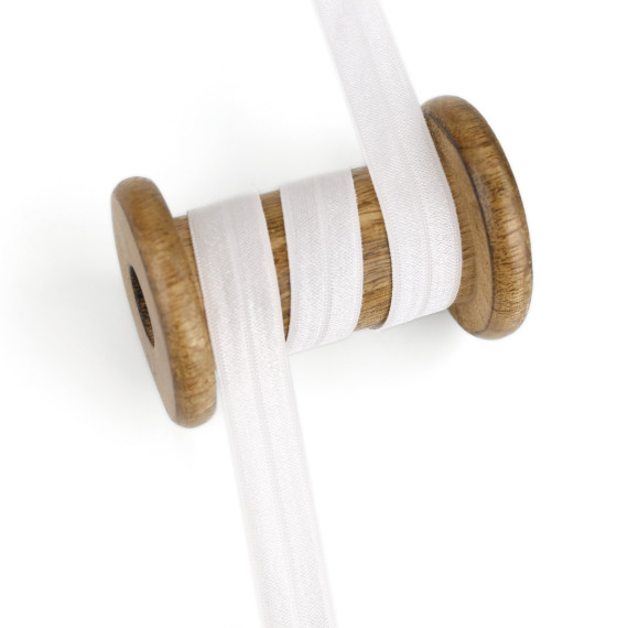 1m elastisches Schrägband  - Uni - 15mm - Warmweiß