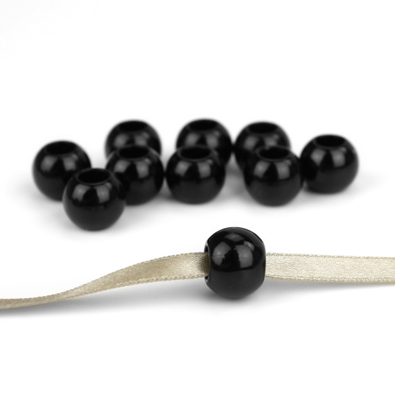 10 Kunststoffperlen - 11x13mm - Glanz - Schwarz