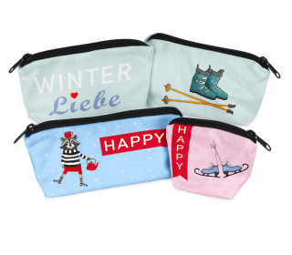 DIY-Nähset - Velvet - Knautschtaschen - 4 Täschchen - Winterliebe - ela ideen - abby and amy