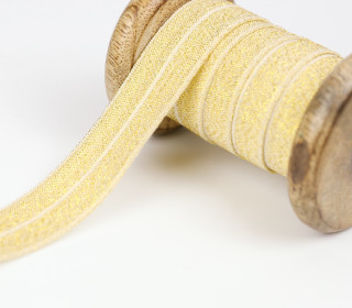 1m Faltgummi - elastisch - Glitzer - Faltband - 20mm - Blassgelb Gold