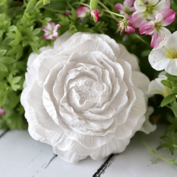 Silikon - Gießform - schöne Blüte - Dekoblüte - aufgeblühte Blüte - vielfältig nutzbar