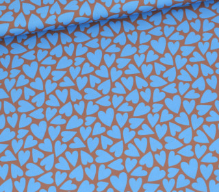 Outdoorstoff - Mini Collection - Herzen - Braun/Himmelblau - abby and amy