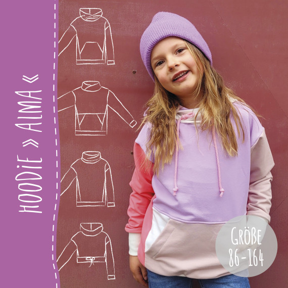 HOODIE "ALMA" | Nähanleitung und Schnittmuster | 2 Weiten | Gr. 86-164
