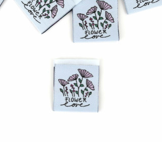 1 Label - FLOWER love - Blumen - Hellblau - EMJO-DESIGN